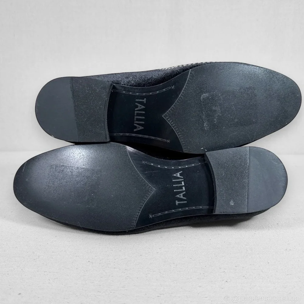 NWOT Tallia Raffaele Velvet Studded Smoking Slipper Loafers |‎ Black | Men's 8
